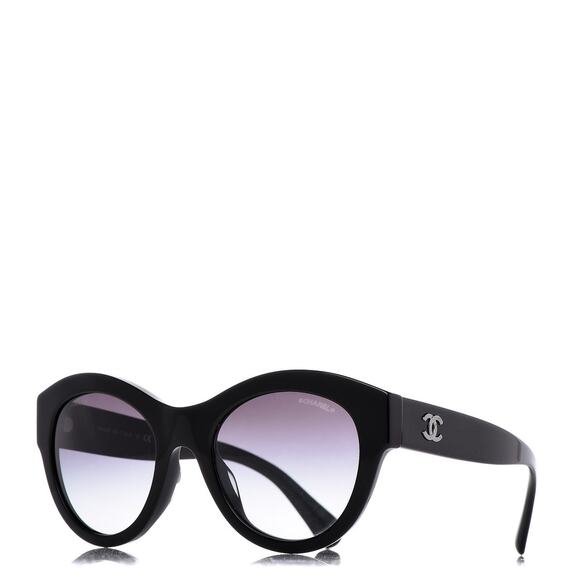 Chanel 5371 Black CC Logo Acetate Butterfly Cat Eye Sunglasses - Picture 2 of 9